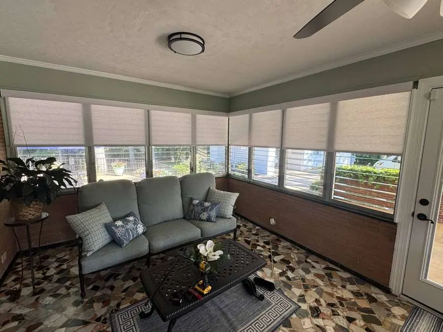 Roller shades installed in a Carolina sunroom